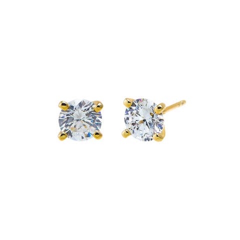 CZ Solitaire Four Prong Stud Earring