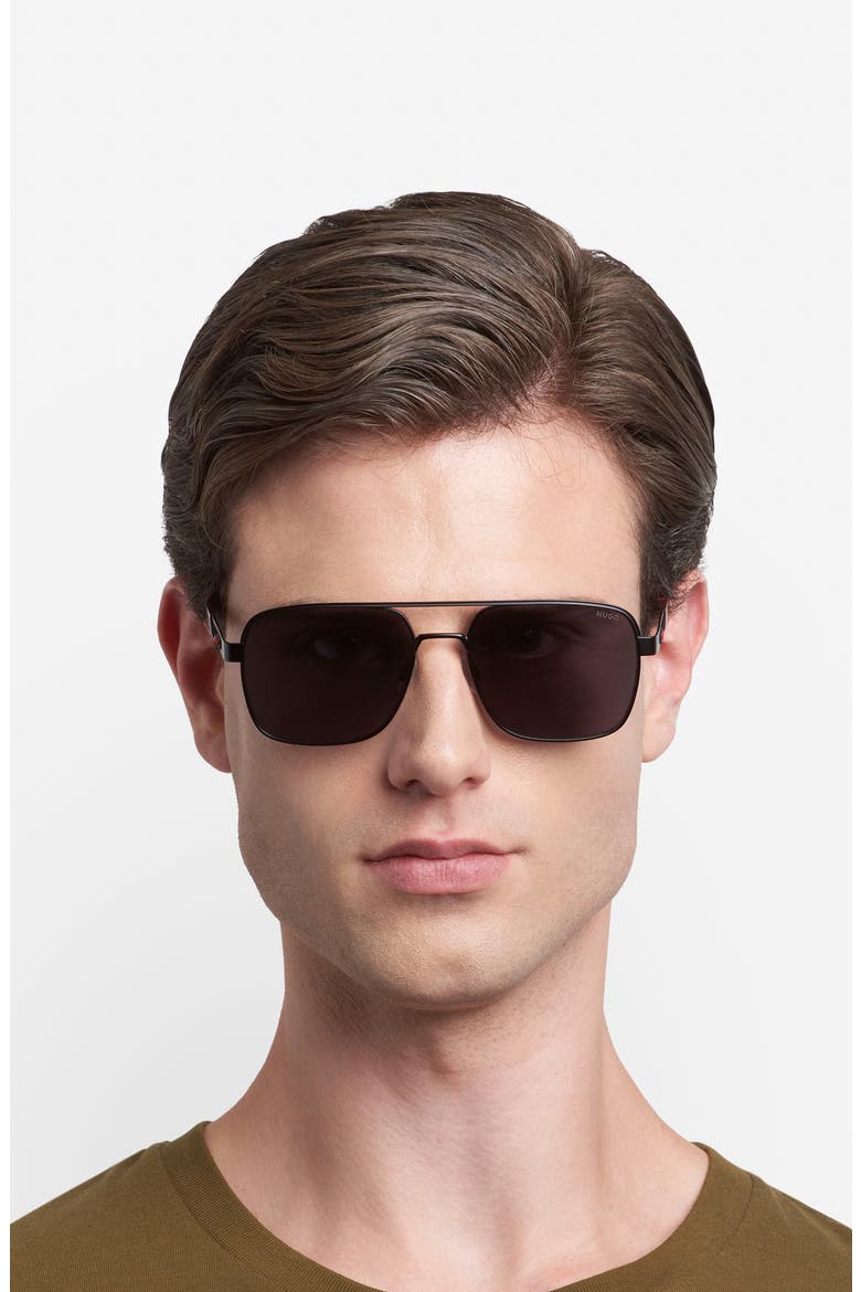 57mm Square Sunglasses, Alternate, color, MATTE BLACK/ GREY