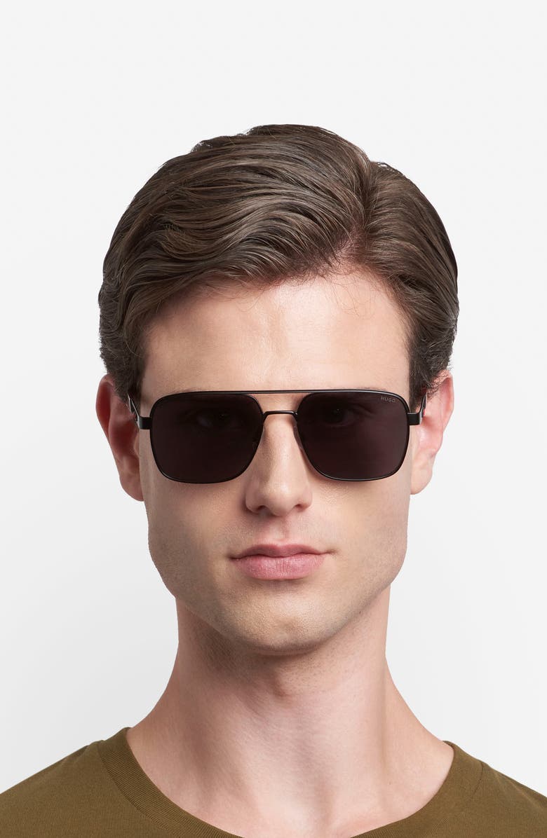 BOSS 57mm Square Sunglasses, Alternate, color, Matte Black/ Grey