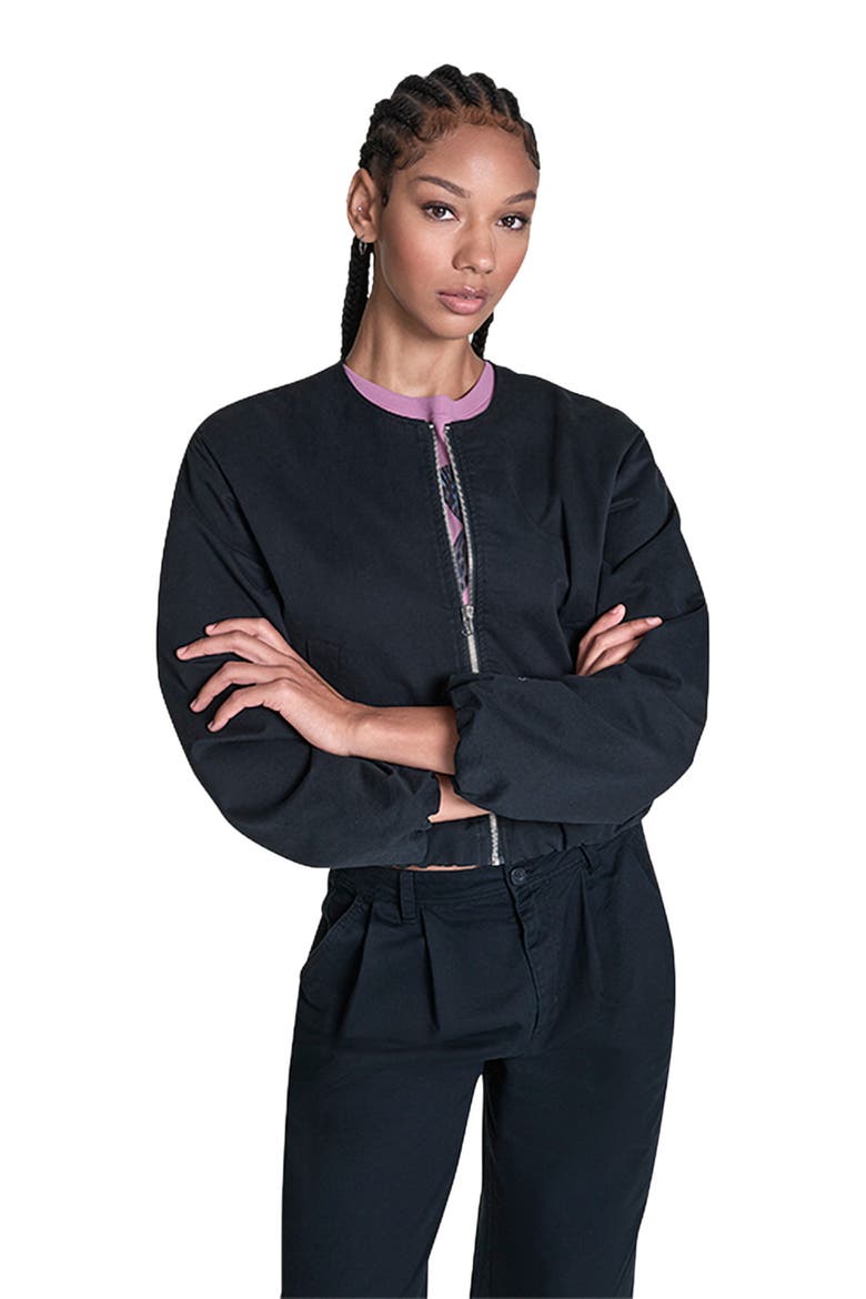 Bubble Sleeve Bomber Jacket, Alternate, color, CONVERSE BLACK