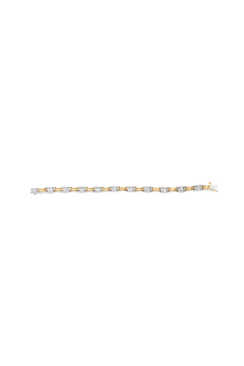 14K Two-Tone Gold 1.00 Cttw Princess-Cut Diamond Chain Link  Bracelet, Alternate, color, Yellow