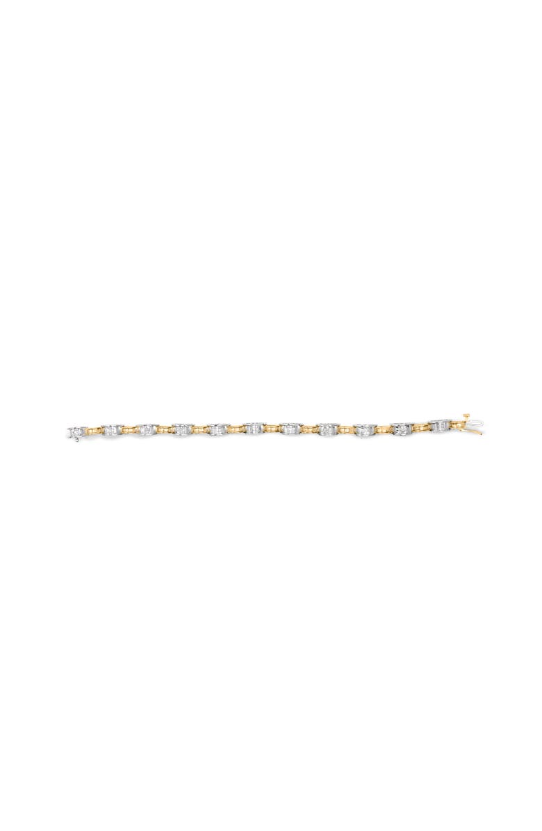 Haus of Brilliance 14K Two-Tone Gold 1.00 Cttw Princess-Cut Diamond Chain Link Bracelet, Alternate, color, Yellow