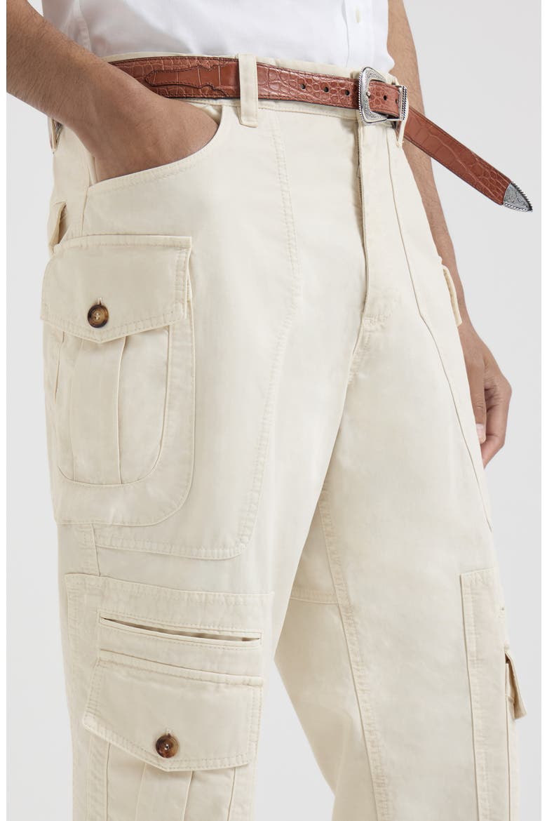 Peached cotton gabardine explorer trousers, Alternate, color, Snow