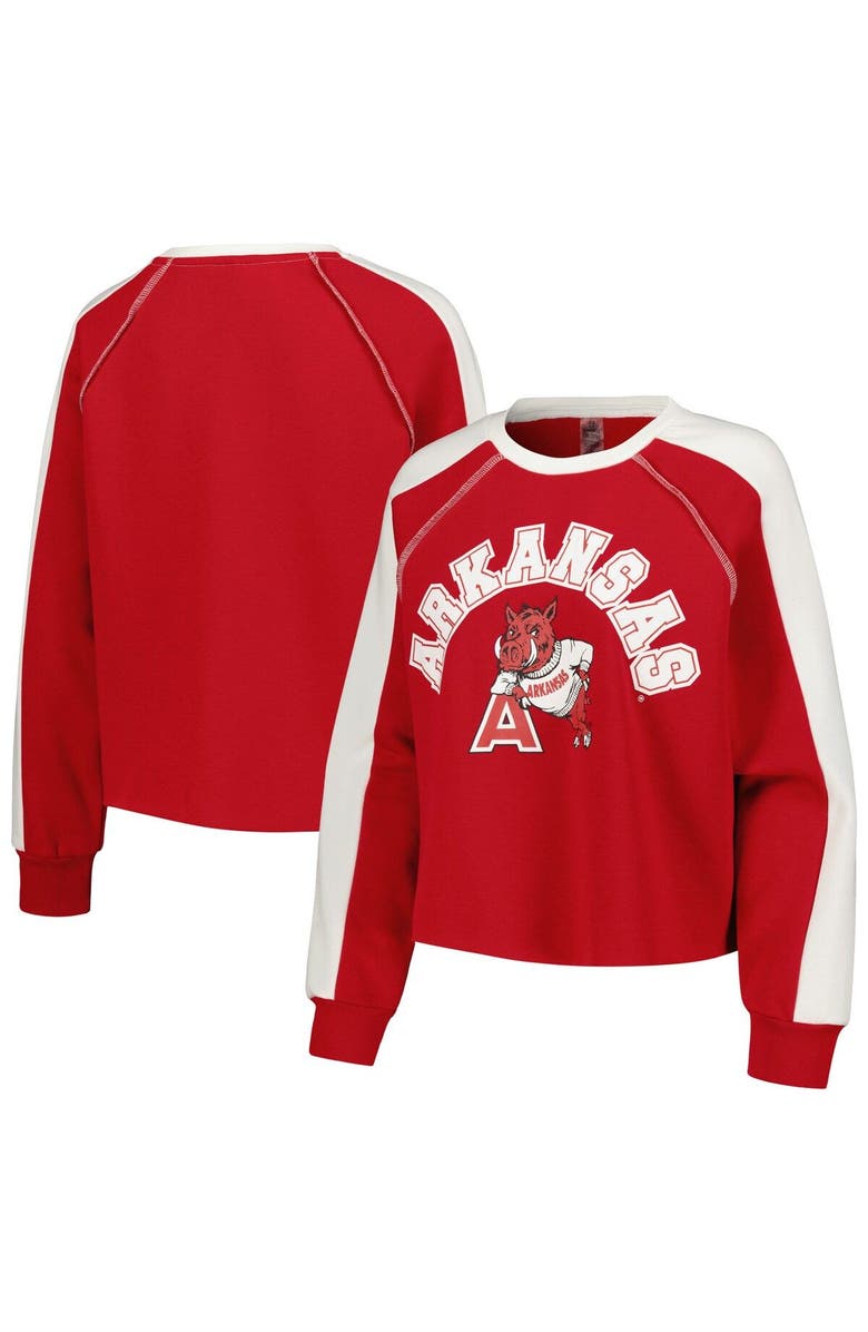 GAMEDAY COUTURE Women's Gameday Couture Cardinal Arkansas Razorbacks Blindside Raglan Cropped Pullover Sweatshirt, Main, color,