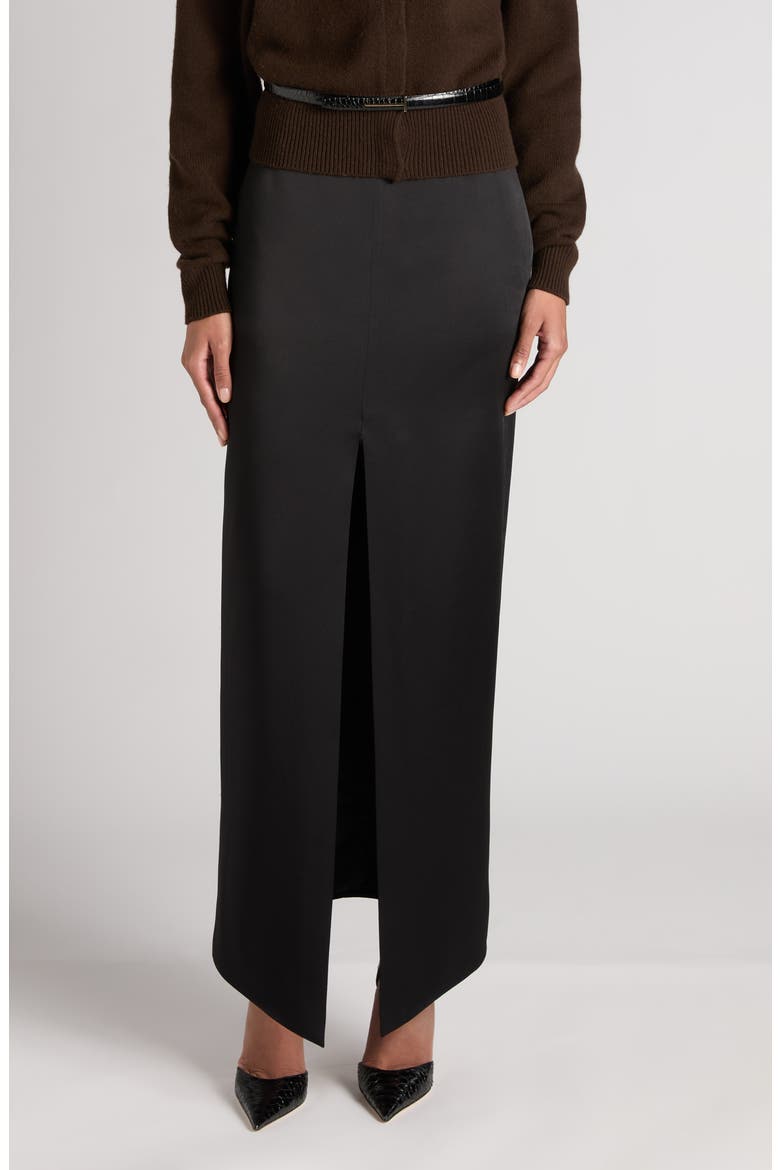 Tailored Satin Maxi Skirt, Main, color, BLACK