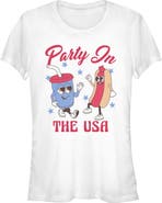 Lost Gods Juniors Lost Gods Hot Dog Party In the USA T Shirt