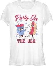 Lost Gods Junior's Hot Dog Party In the USA Short Sleeve Graphic T-Shirt
