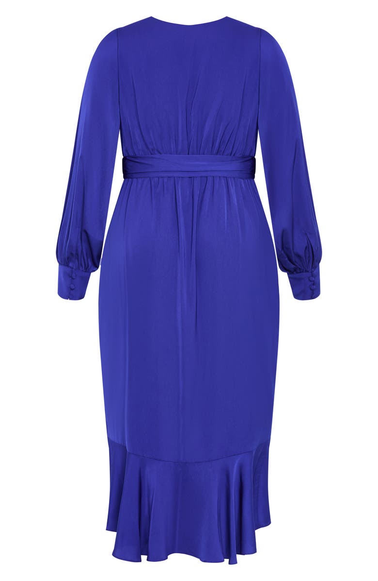 City Chic Ophelia Long Sleeve Faux Wrap Maxi Dress, Alternate, color, Cobalt