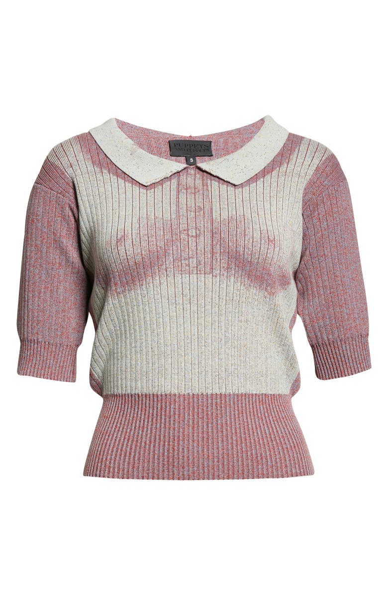 Puppets and Puppets Bleach Out Rib Trompe l'Oeil Polo, Alternate, color,