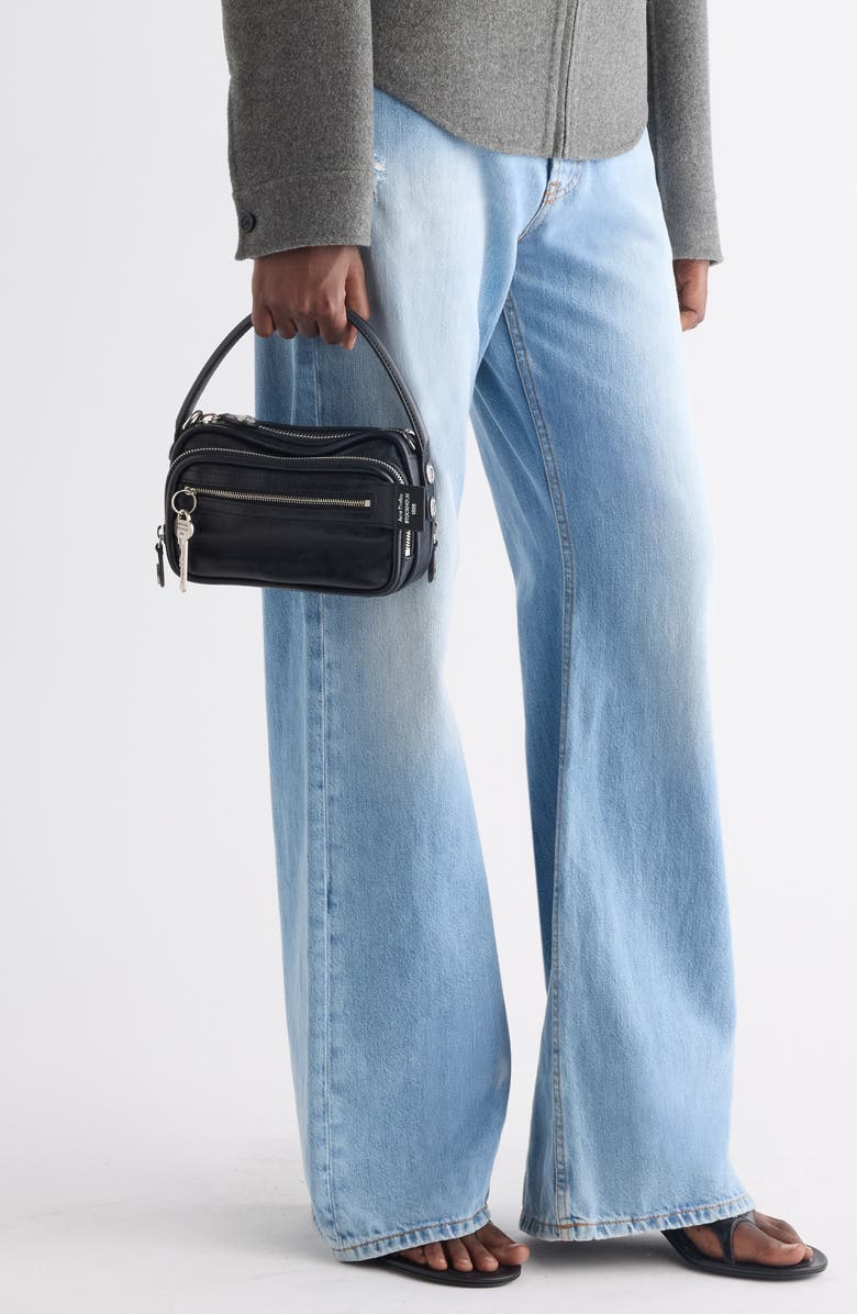 Acne Studios Small Camero Leather Shoulder Bag, Alternate, color, Black