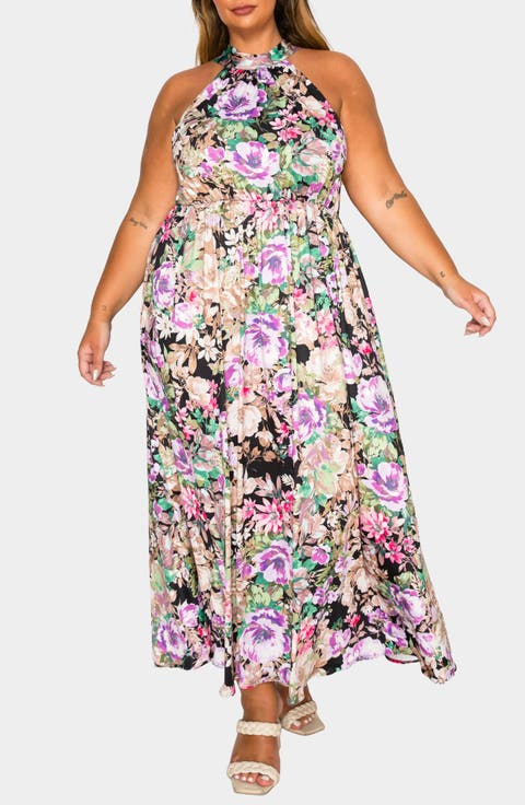 Bryony Floral Print Sleeveless Dress (Plus)