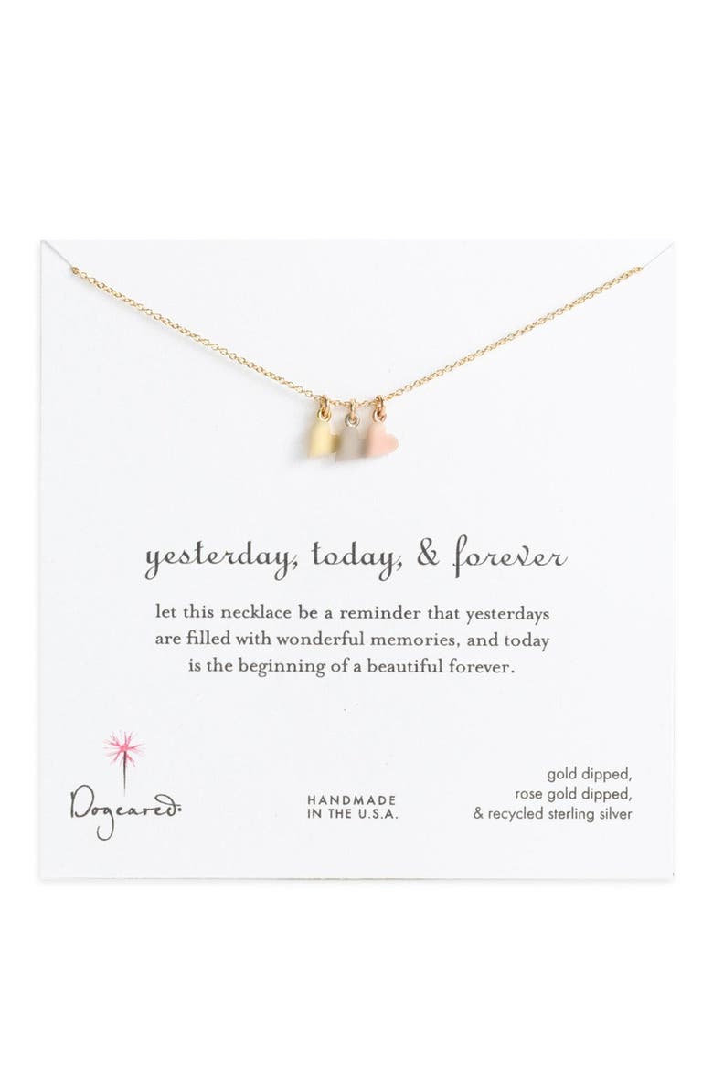 'Yesterday, Today, Forever' Charm Necklace, Alternate, color, GOLD/ SILVER/ ROSE GOLD