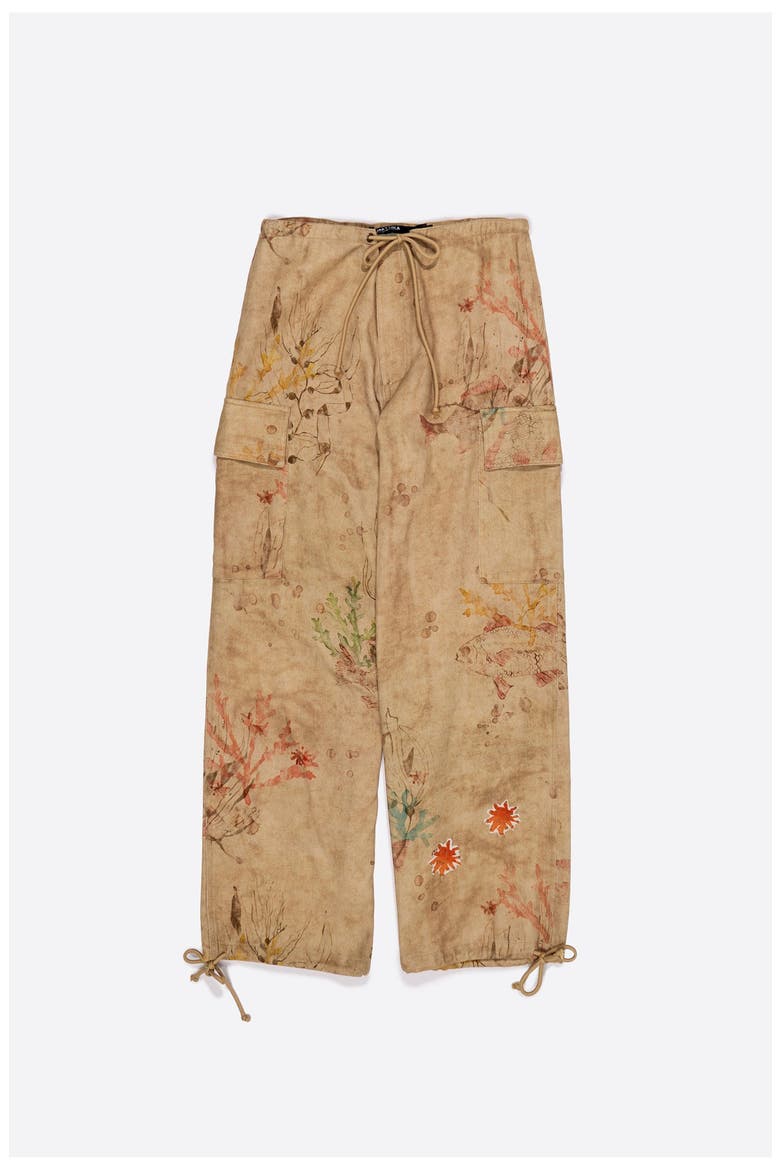 Cargo Trousers With Stitching And Patches, Alternate, color, UNDERWATER GARDEN