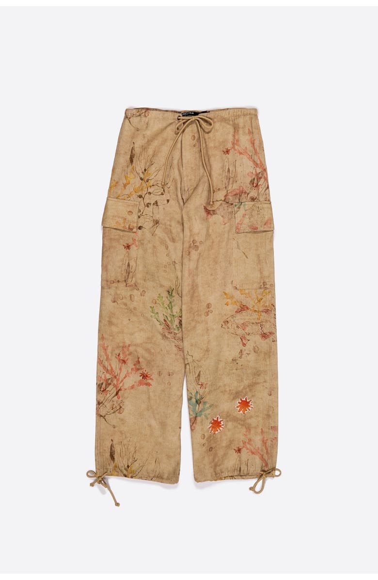 Bimba y Lola Cargo Trousers With Stitching And Patches, Alternate, color, Underwater Garden