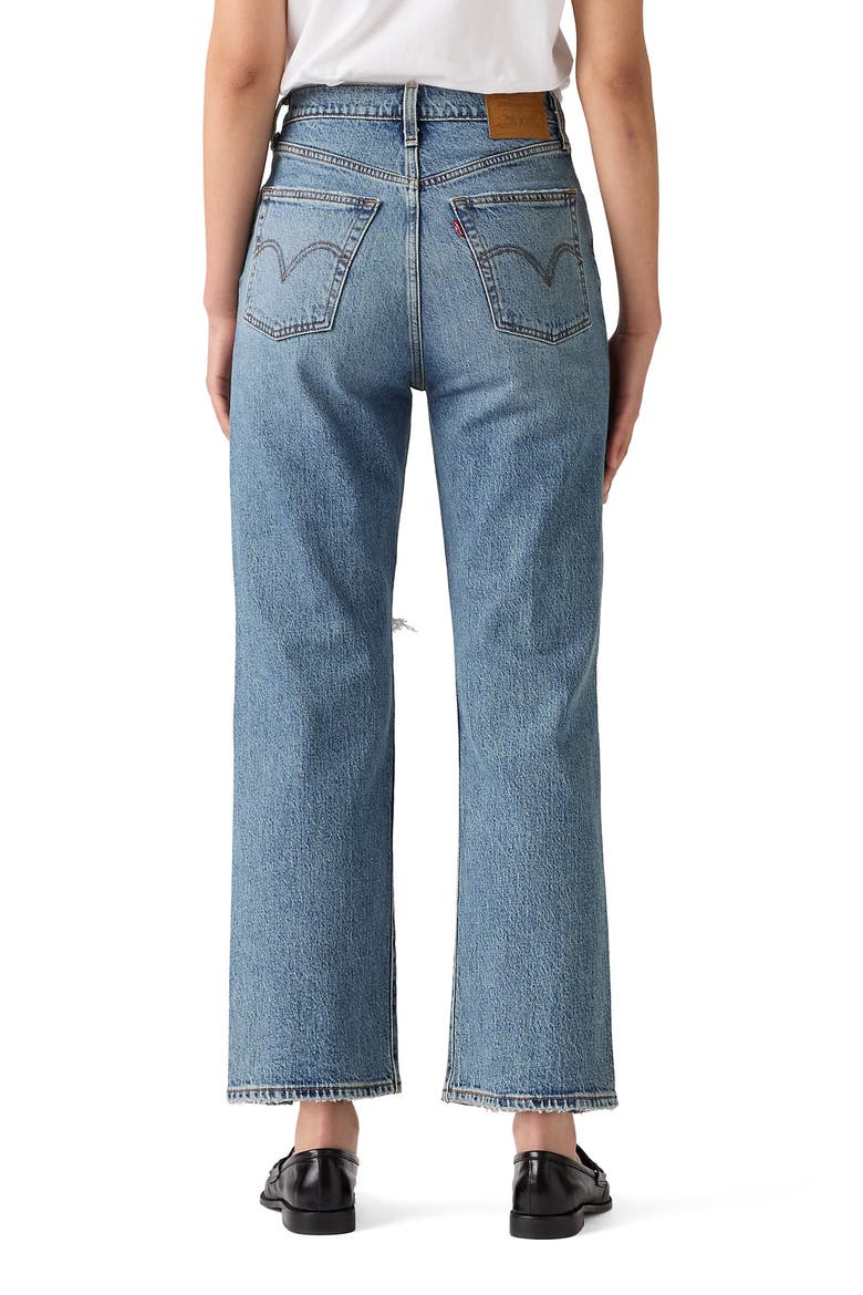 Ribcage Ripped High Waist Ankle Straight Leg Jeans, Alternate, color, QUEEN MOTHER