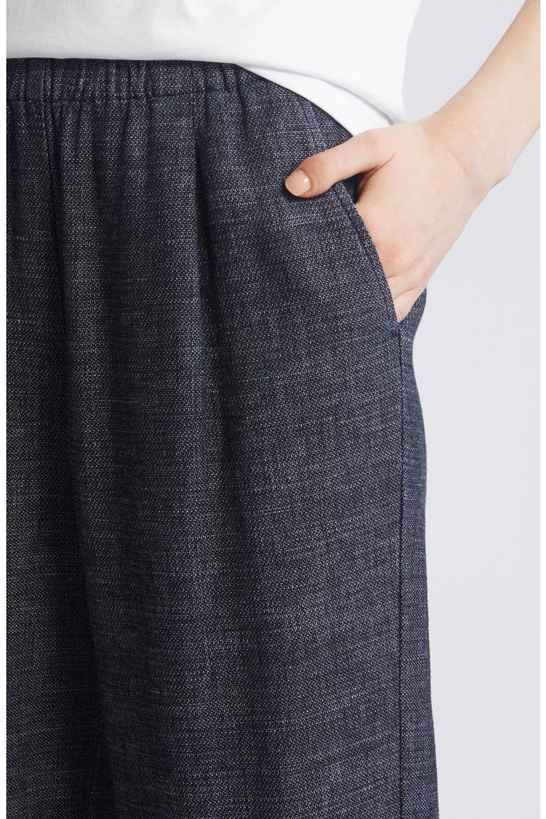 Pleated Hemp & Organic Cotton Straight Leg Ankle Pants, Alternate, color, DENIM
