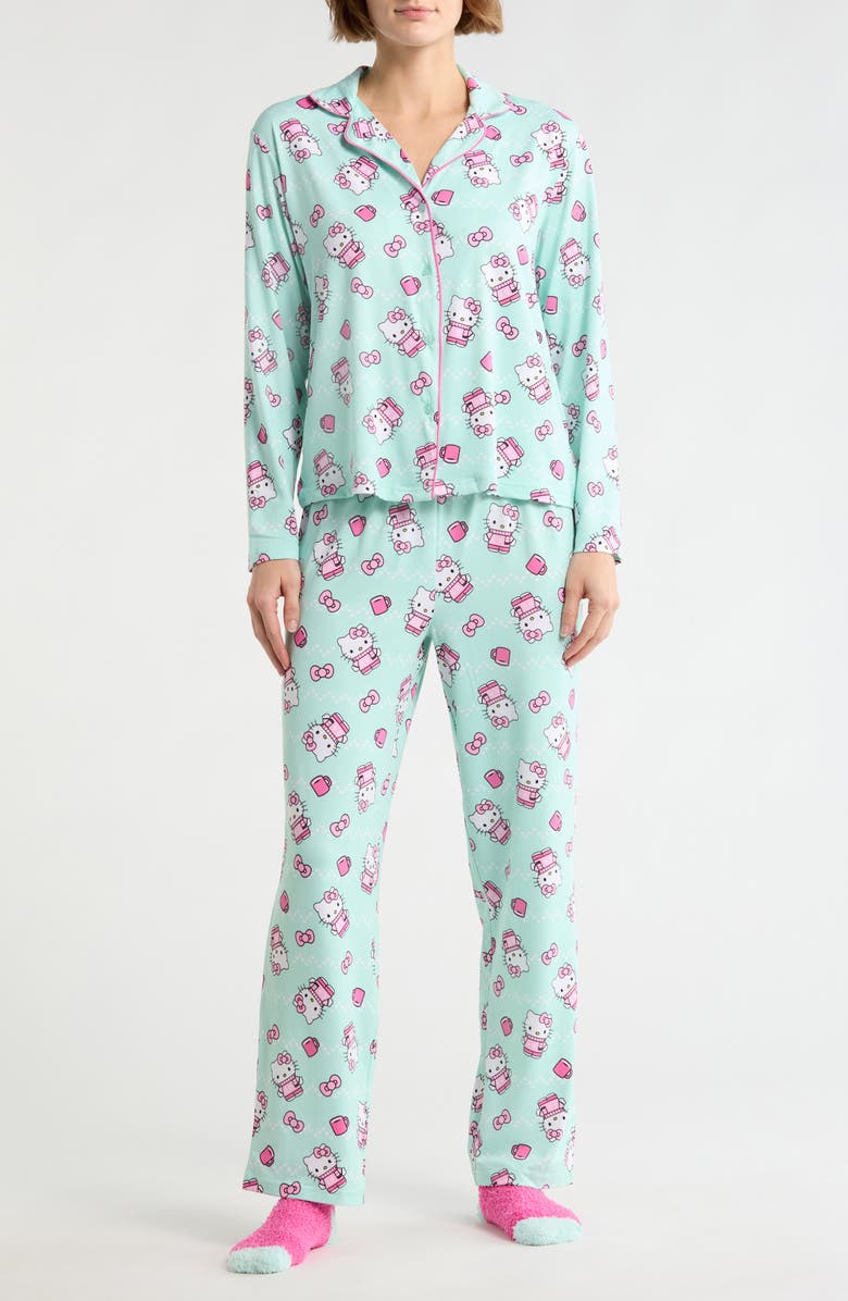 Hello Kitty Pajamas & Socks Set, Alternate, color, Turquoise Print