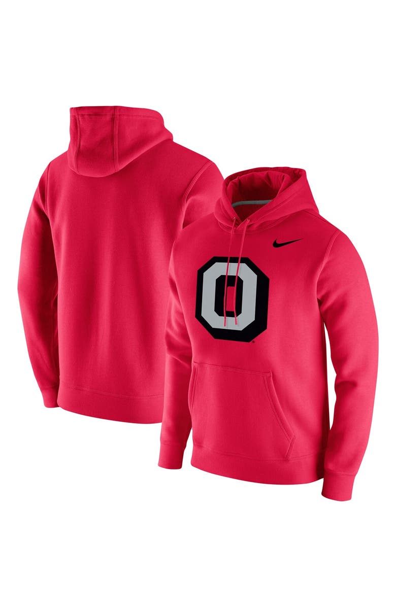 Nike Men's Nike Scarlet Ohio State Buckeyes Vintage School Logo Pullover Hoodie, Alternate, color,