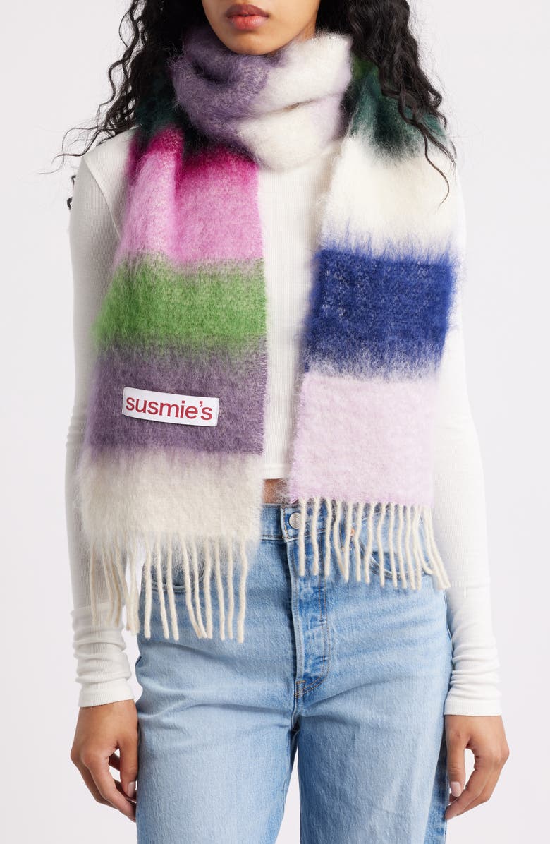 Susmie's Wool & Mohair Fringe Scarf, Alternate, color, Strangers In The Night