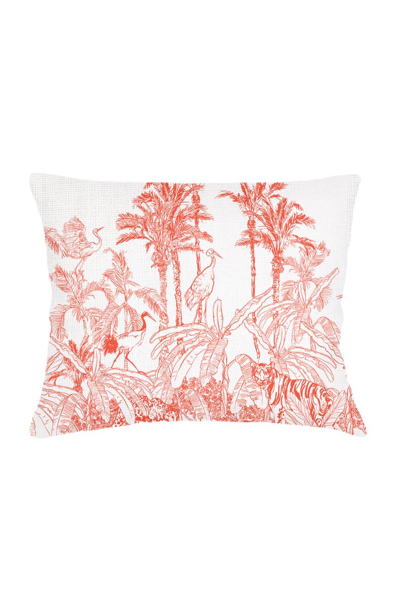 Wildlife Toile Linen Dutch Euro Pillow with Down Insert, Main, color, True Orange