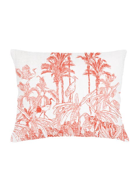 Wildlife Toile Linen Dutch Euro Pillow with Down Insert