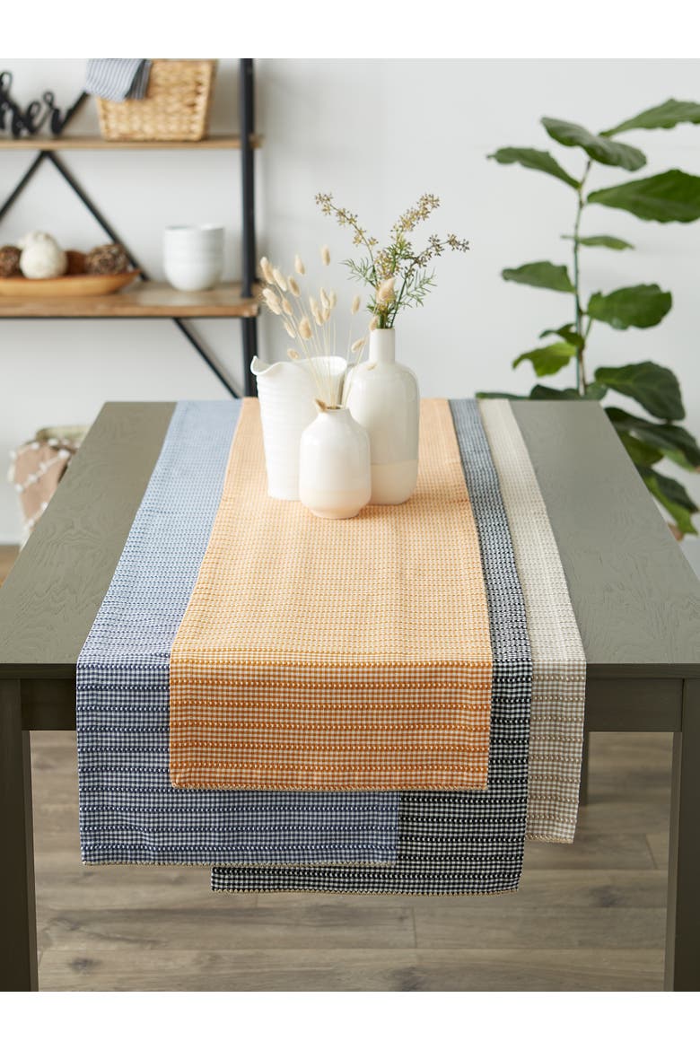 Black Farmhouse Gingham Table Runner 14x72, Alternate, color, Black