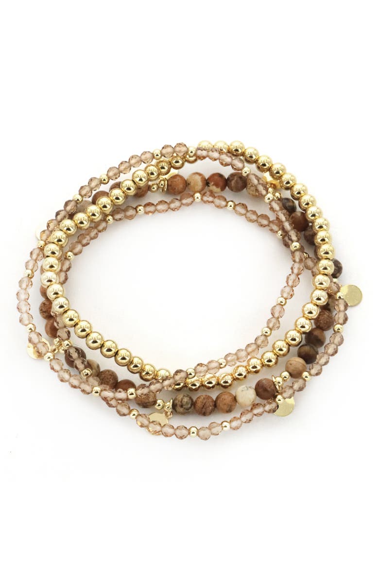 Panacea Set of 4 Beaded Stretch Bracelets, Main, color, 