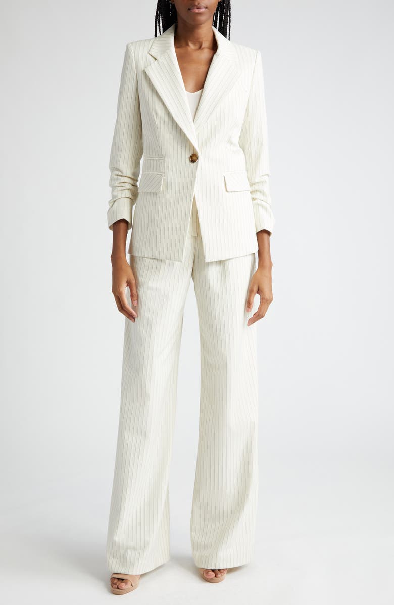 Veronica Beard Battista Pinstripe Dickey Jacket, Alternate, color, Ecru Multi