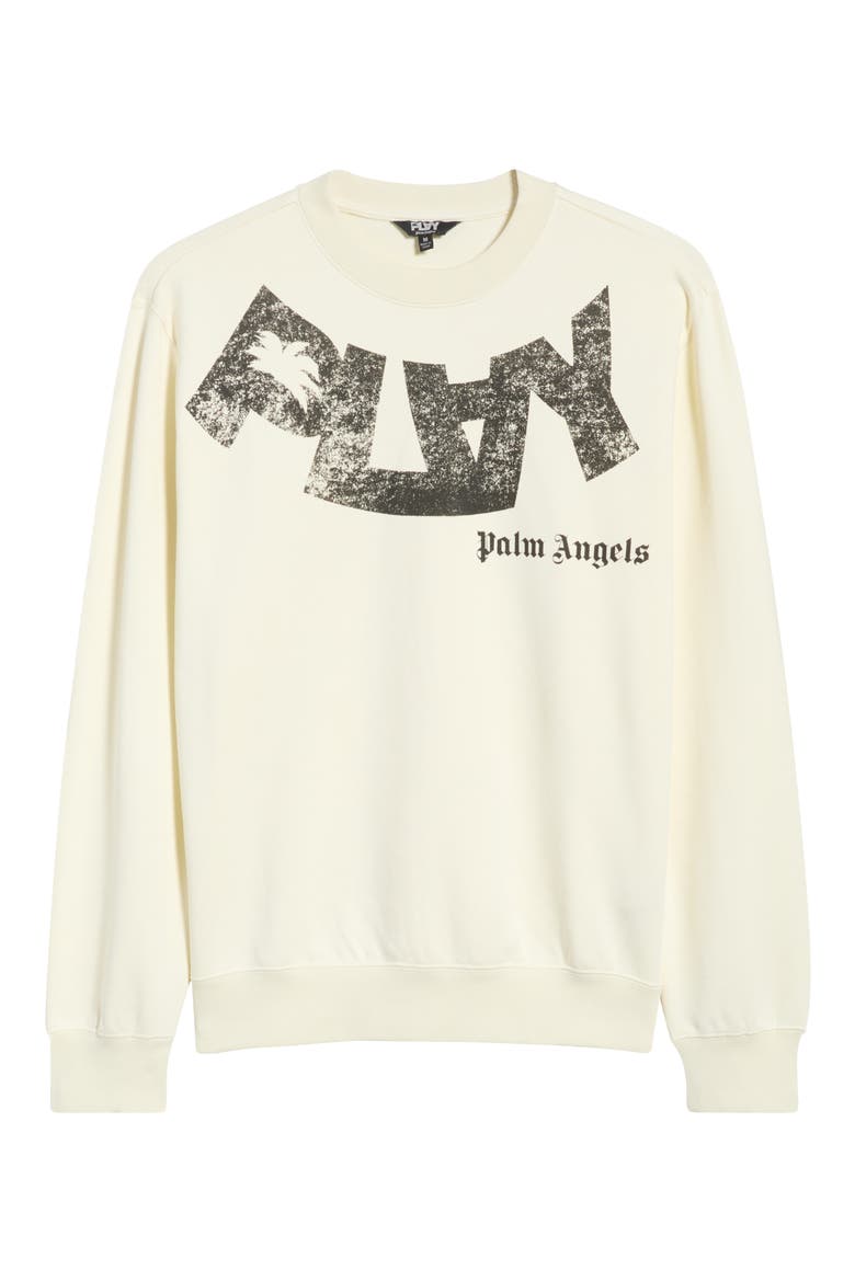 Logo Print Oversize Crewneck Sweatshirt, Main, color, SWEET CORN