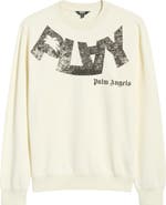 PLAY PALM ANGELS Logo Print Oversize Crewneck Sweatshirt