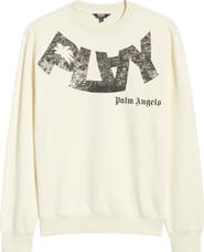 PLAY PALM ANGELS Logo Print Oversize Crewneck Sweatshirt