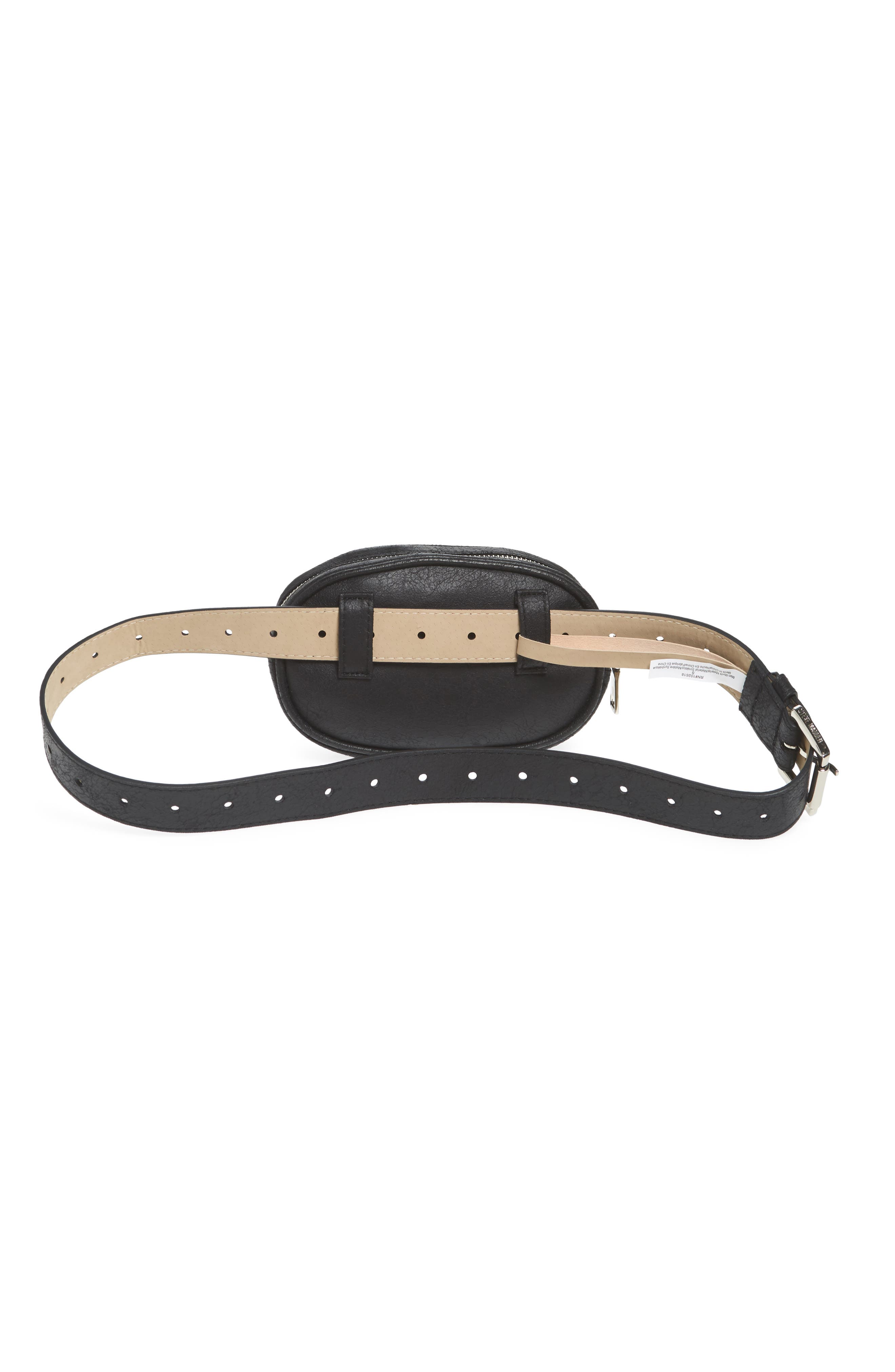 Faux Shearling Belt Bag, Alternate, color, BLACK/ NATURAL