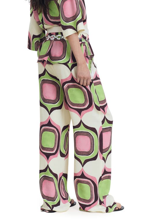 Mango Geometric Print Straight Leg Pants In Multi