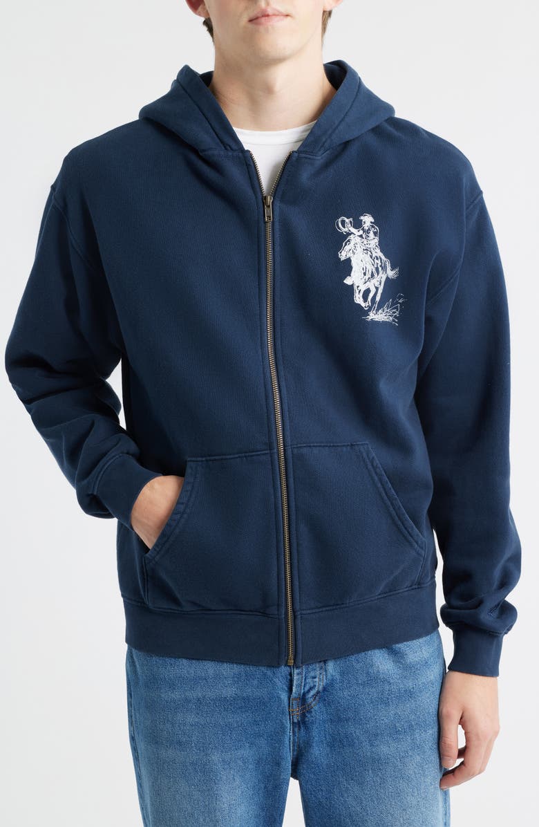ONE OF THESE DAYS Barbed Graphic Zip Hoodie, Alternate, color, Hard Washed Navy