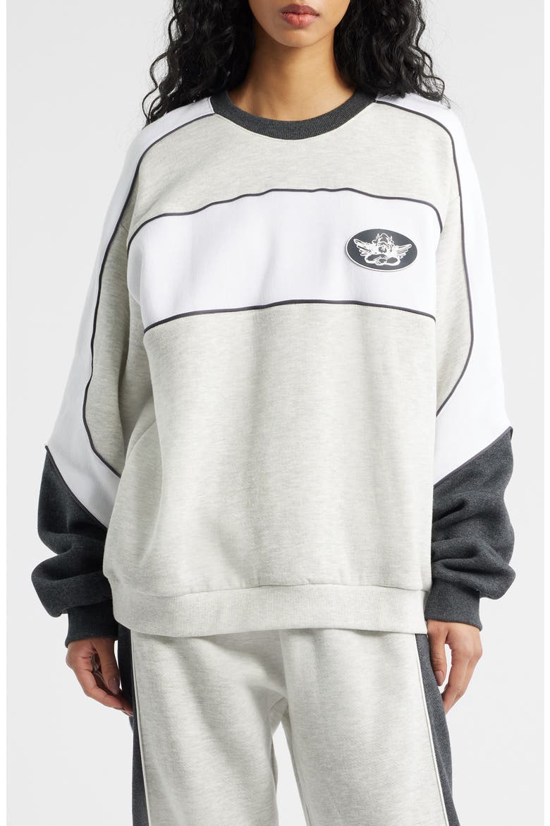 First Pick Heathered Oversize Sweatshirt, Main, color, HEATHER GREY MULTI
