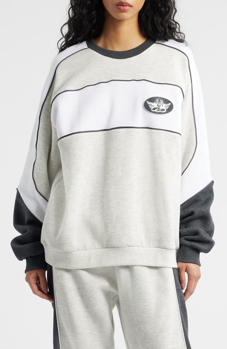 BOYS LIE First Pick Heathered Oversize Sweatshirt, Main, color, Heather Grey Multi