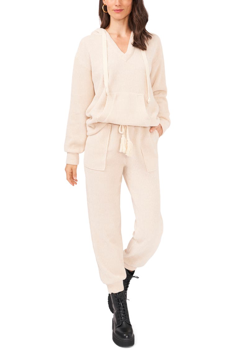 Tassel Tie Pocketed Waffle Knit Joggers, Alternate, color, SOFT ECRU