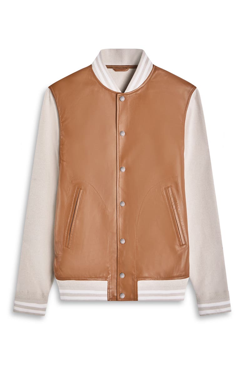 Leather Knit Hybrid Jacket, Alternate, color, TAN