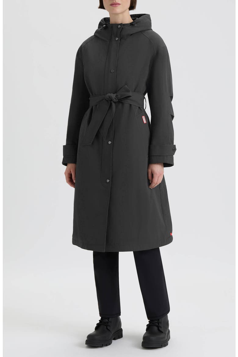 Violet Hooded Long Trench Coat, Main, color, BLACK