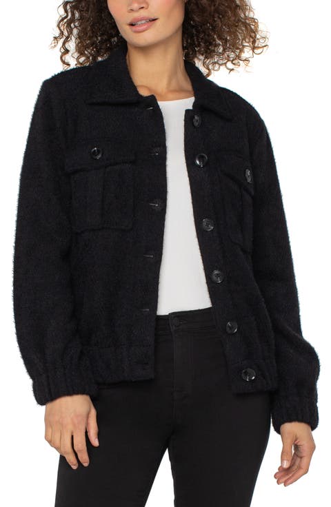 Fuzzy Collared Bomber Jacket