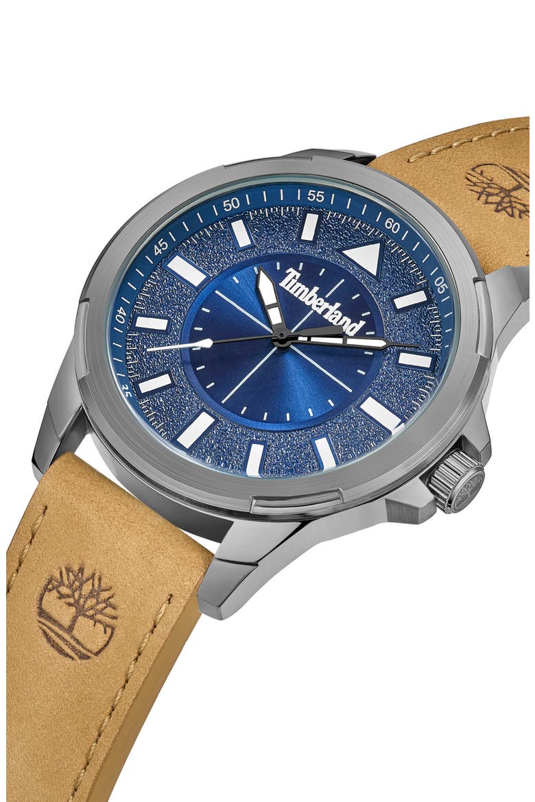Quartz Analog Watch, Alternate, color, TAN/ BLUE