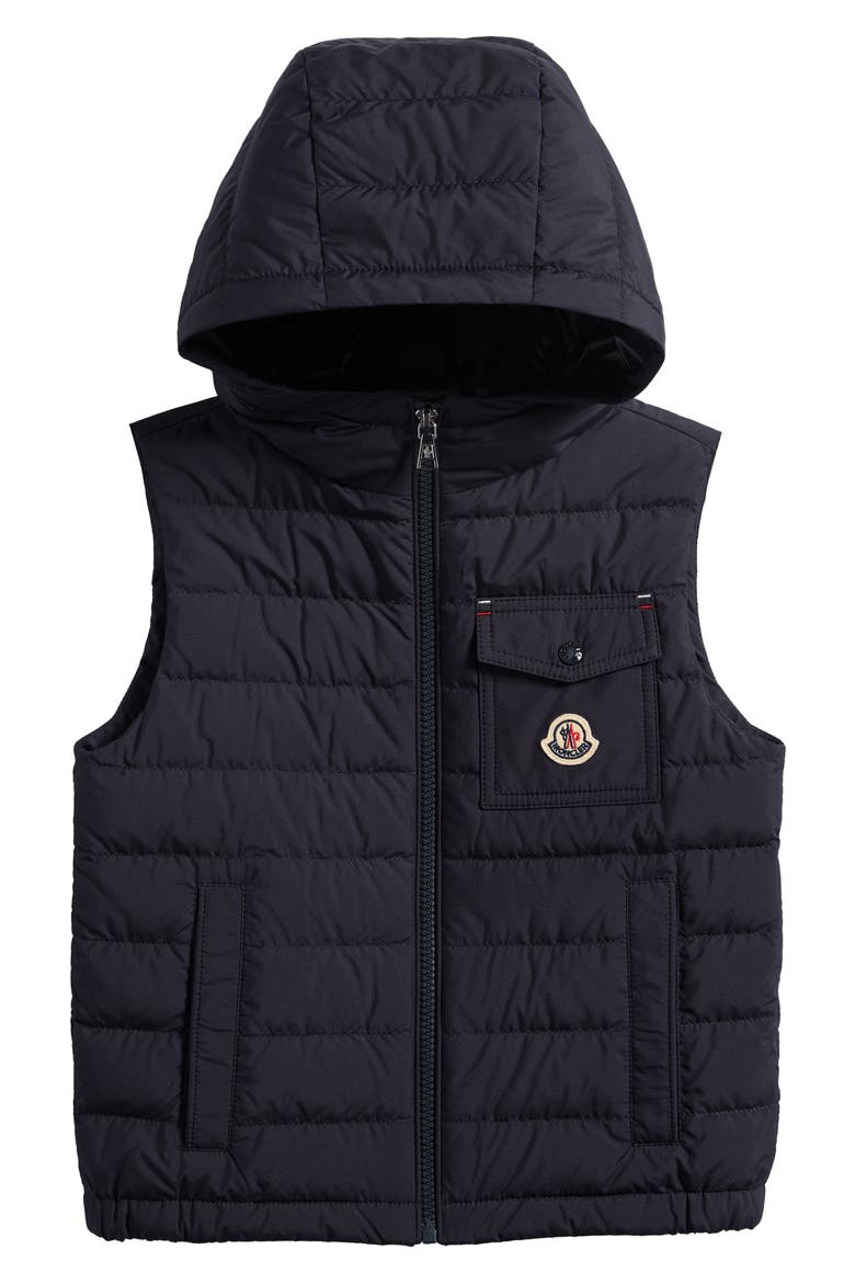 Kids' Wystan Down Hooded Puffer Vest, Main, color, NAVY