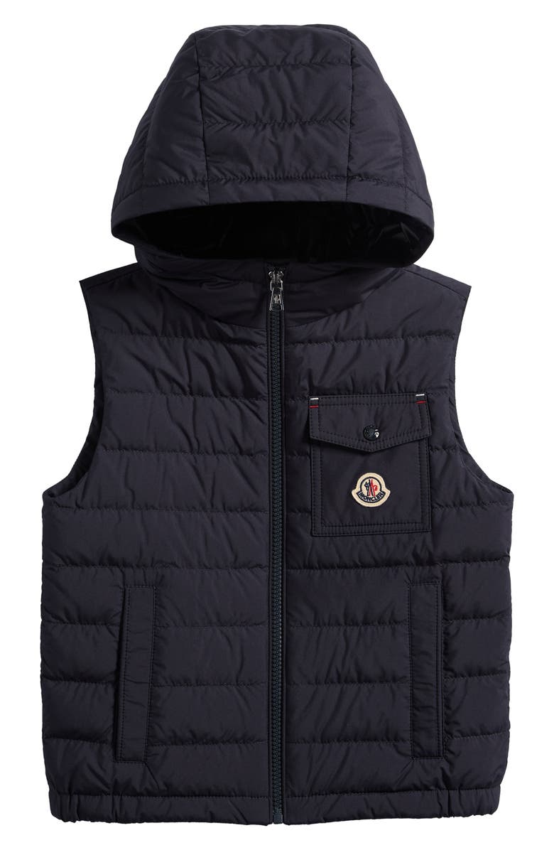 Moncler Kids' Wystan Down Hooded Puffer Vest, Main, color, Navy