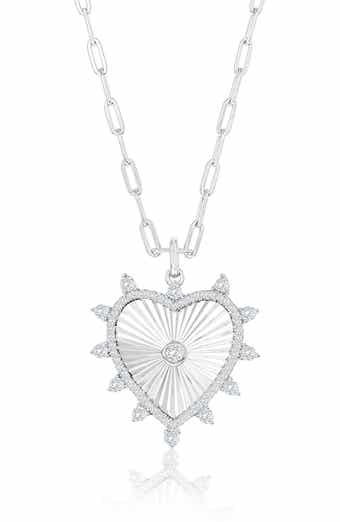 Sterling Silver Cubic Zirconia Heart Pendant Necklace