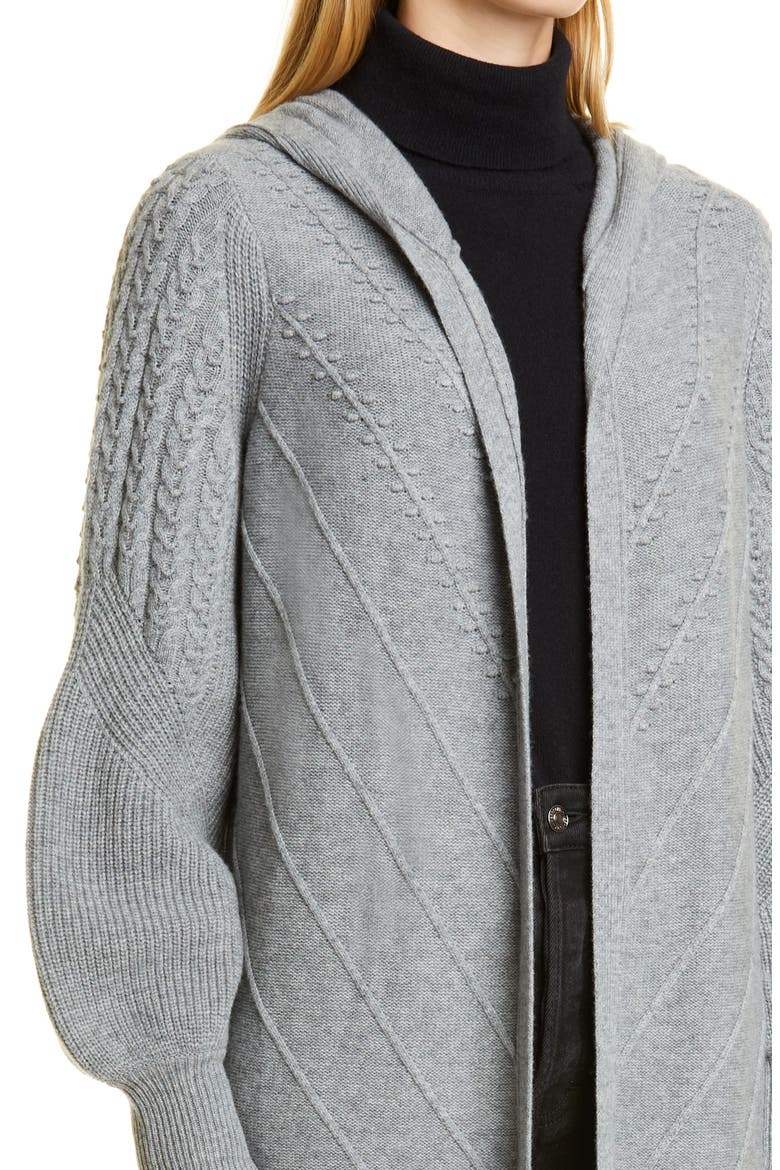 Hazel Hooded Wool Blend Sweater Coat, Alternate, color, HEATHER GREY