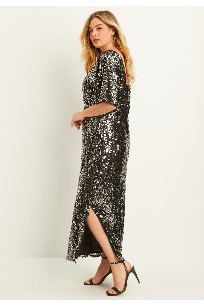 Sequin Midi Dress, Alternate, color, DARK BERRY
