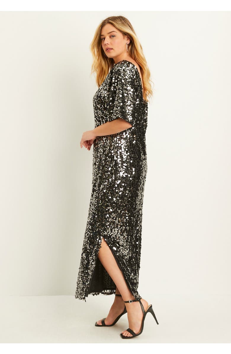 June + Vie Sequin Midi Dress, Alternate, color, Dark Berry