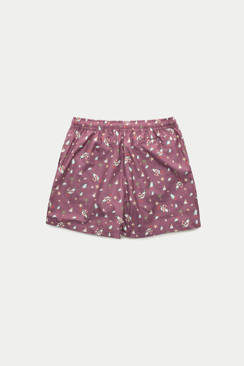 Swim Shorts, Alternate, color, Pizza Thief Burgundy