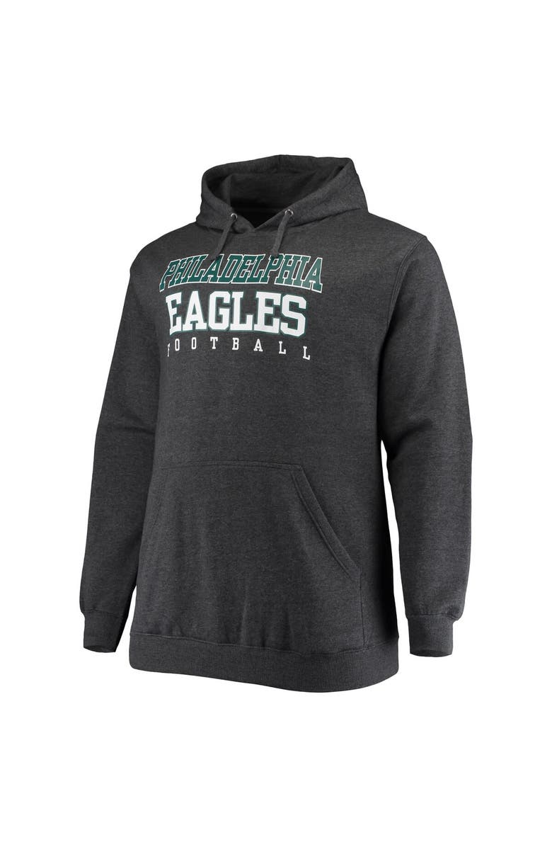FANATICS Men's Fanatics Branded Heathered Charcoal Philadelphia Eagles Big & Tall Practice Pullover Hoodie, Alternate, color, 