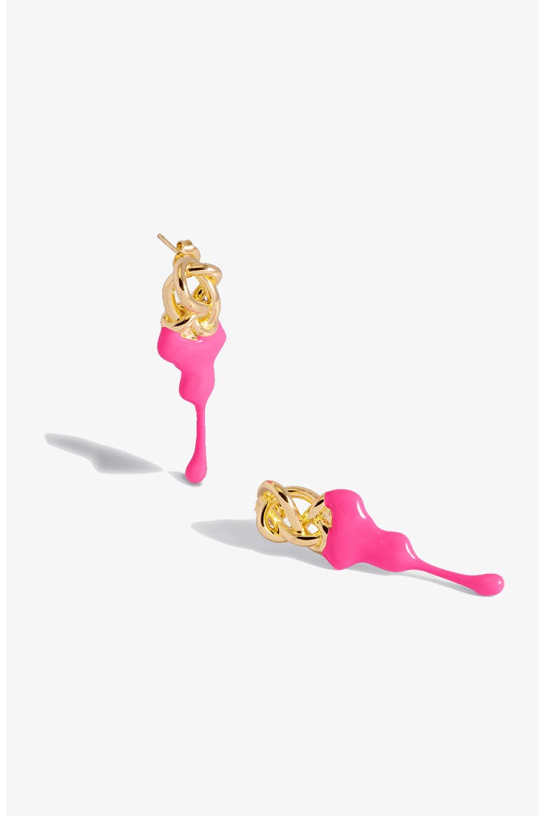 Kalno Maxi  Stud Earrings in Gold and Pink, Main, color, Gold / Pink Enamel